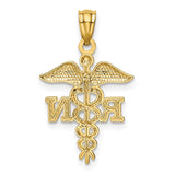 14k Diamond-cut Polished RN Registered Nurse Pendant K6119