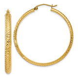 14K 3.5x38mm Diamond-cut Tube Hoop Earrings TC809