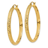 14K 3.5x38mm Diamond-cut Tube Hoop Earrings TC809