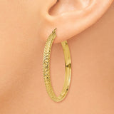 14K 3.5x38mm Diamond-cut Tube Hoop Earrings TC809