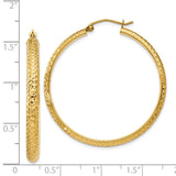 14K 3.5x38mm Diamond-cut Tube Hoop Earrings TC809
