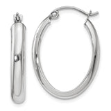 14k White Gold 3.75x25mm Polished Oval Tube Hoop Earrings TF115
