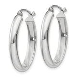 14k White Gold 3.75x25mm Polished Oval Tube Hoop Earrings TF115