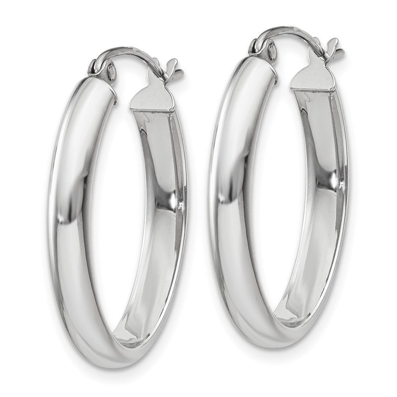 14k White Gold 3.75x25mm Polished Oval Tube Hoop Earrings TF115
