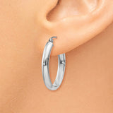 14k White Gold 3.75x25mm Polished Oval Tube Hoop Earrings TF115