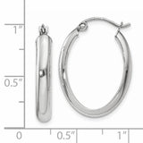 14k White Gold 3.75x25mm Polished Oval Tube Hoop Earrings TF115