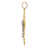 14K Two-Tone Large Lacy-Edge Inri Crucifix Pendant C4388
