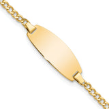 14k Polished Semi-Solid Chain/Solid Plate Curb Link Oval 18.5x8.5mm Plate 5.5 inch Baby/Child ID Bracelet DCID144