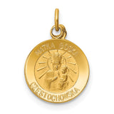 14k Polished and Satin Solid Matka Boska Czestochowska Medal Reversible Round Pendant XR654