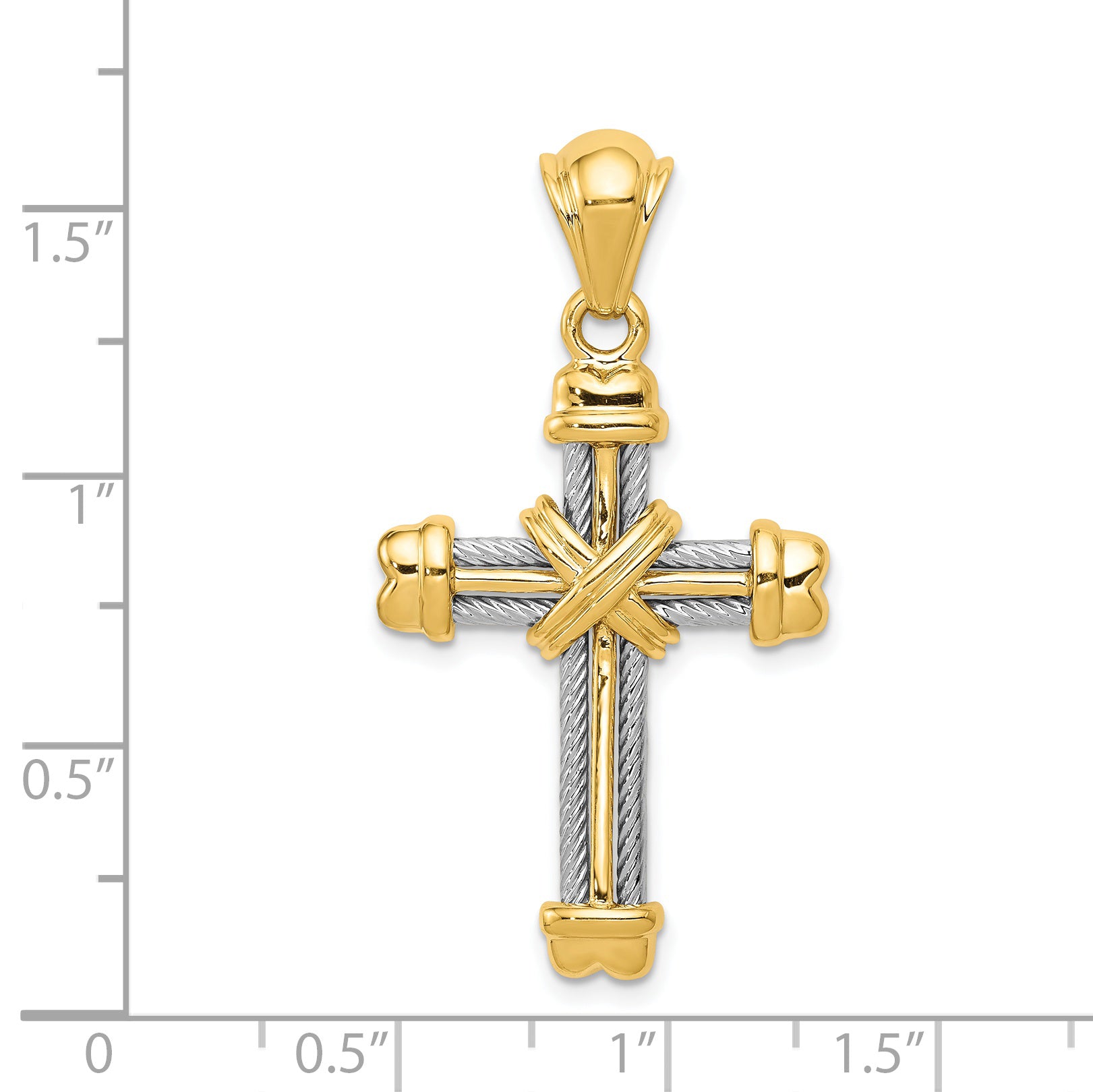 14k Two-tone Fancy -X- Cross Pendant D254