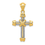 14k Two-tone Fancy -X- Cross Pendant D254