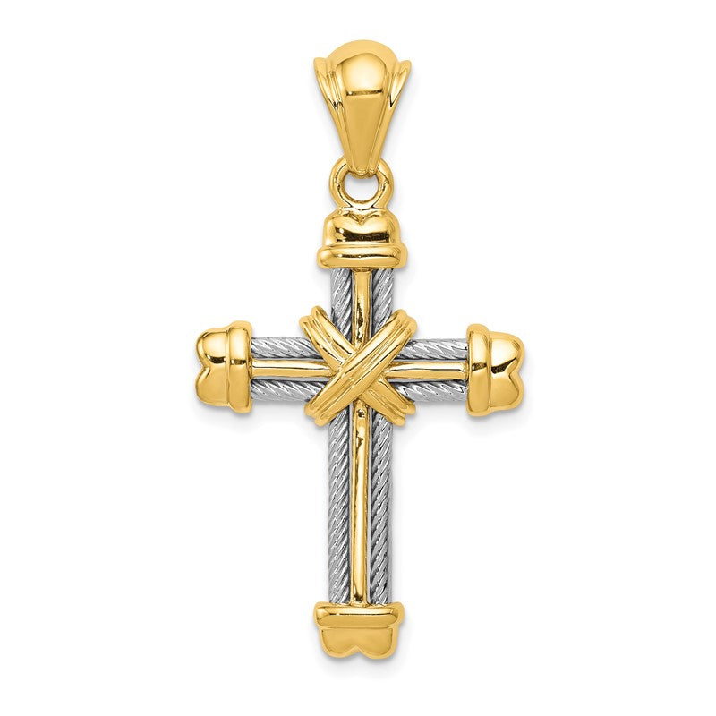 14k Two-tone Fancy -X- Cross Pendant D254
