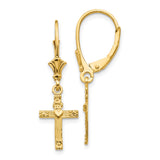 14K Cross with Heart Dangle Leverback Earrings K4531