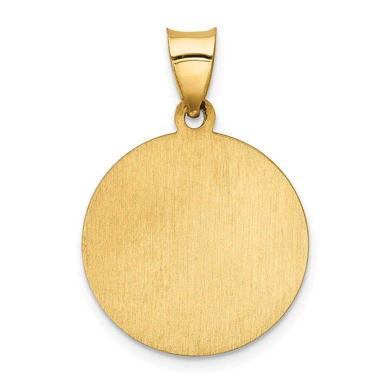 14k Polished and Satin Hollow Our Lady of Sorrows Medal Round Pendant XR1258