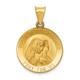 14k Polished and Satin Hollow Our Lady of Sorrows Medal Round Pendant XR1258