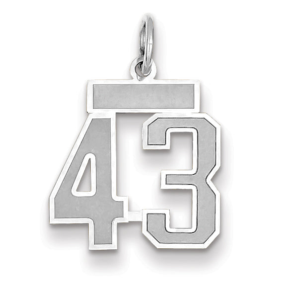 14kw Small Satin Number 43 Charm WSS43