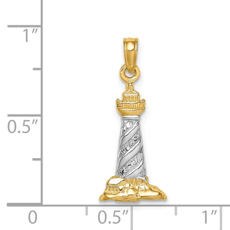 14K with White Rhodium 3-D St. Augustine Lighthouse Pendant K4146