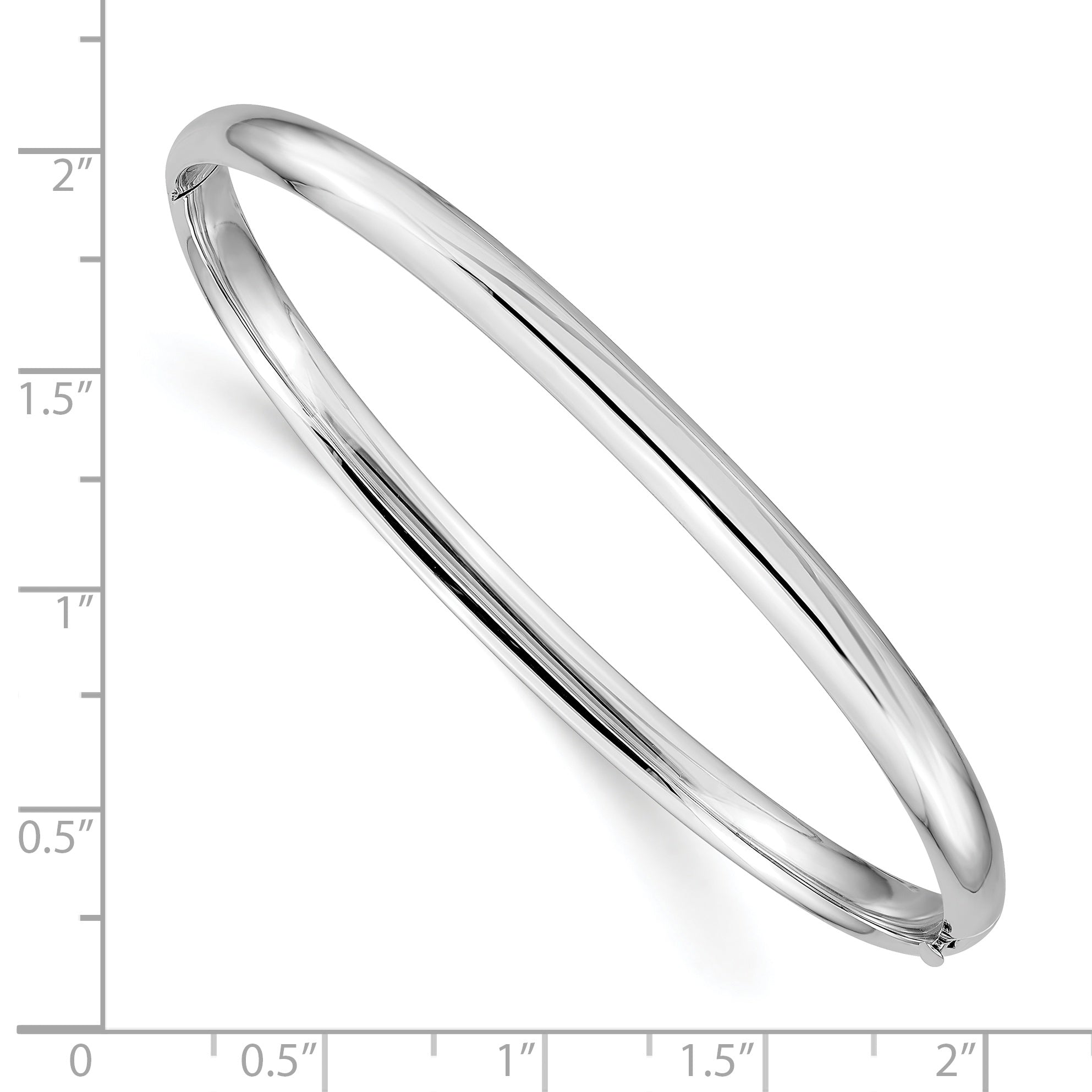 14k White Gold High Polished 5.00mm Hinged Oval Bangle Bracelet DB504