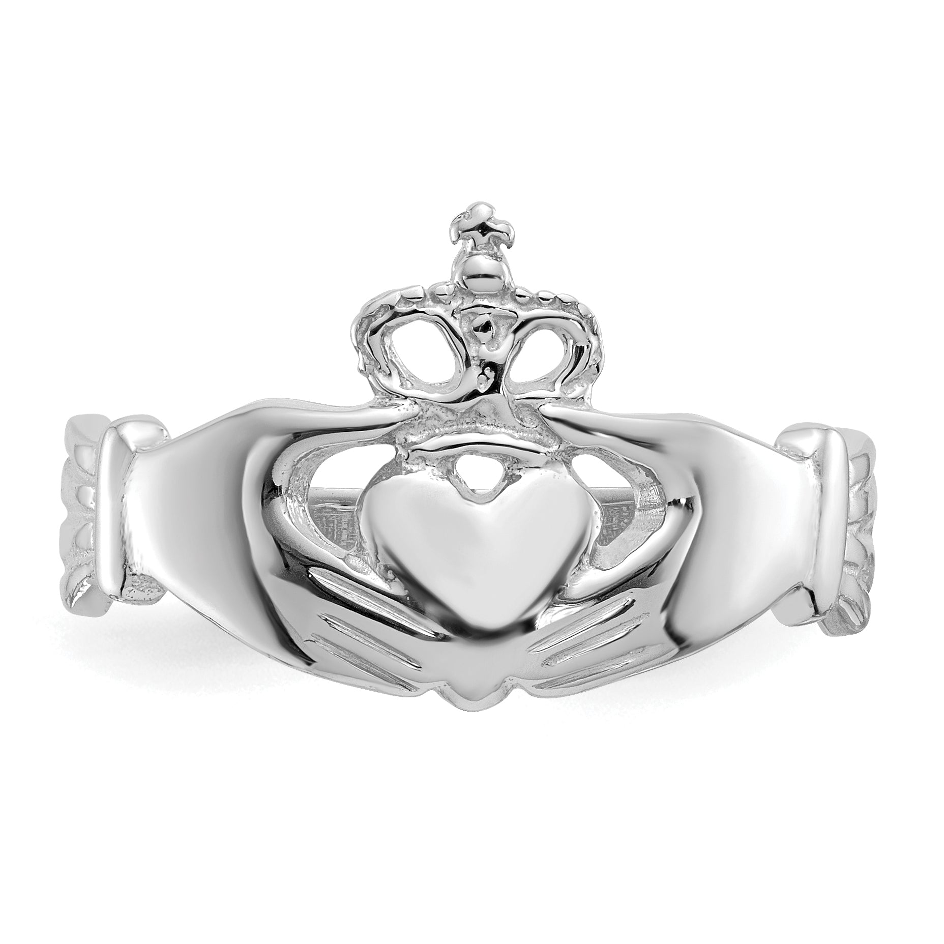 14k White Gold Polished Claddagh Ring K4773