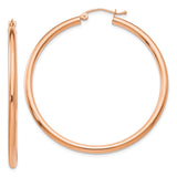 14k Rose Gold 2.5x45mm Polished Lightweight Tube Hoop Earrings TE536