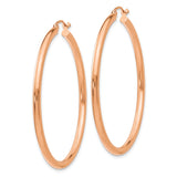 14k Rose Gold 2.5x45mm Polished Lightweight Tube Hoop Earrings TE536