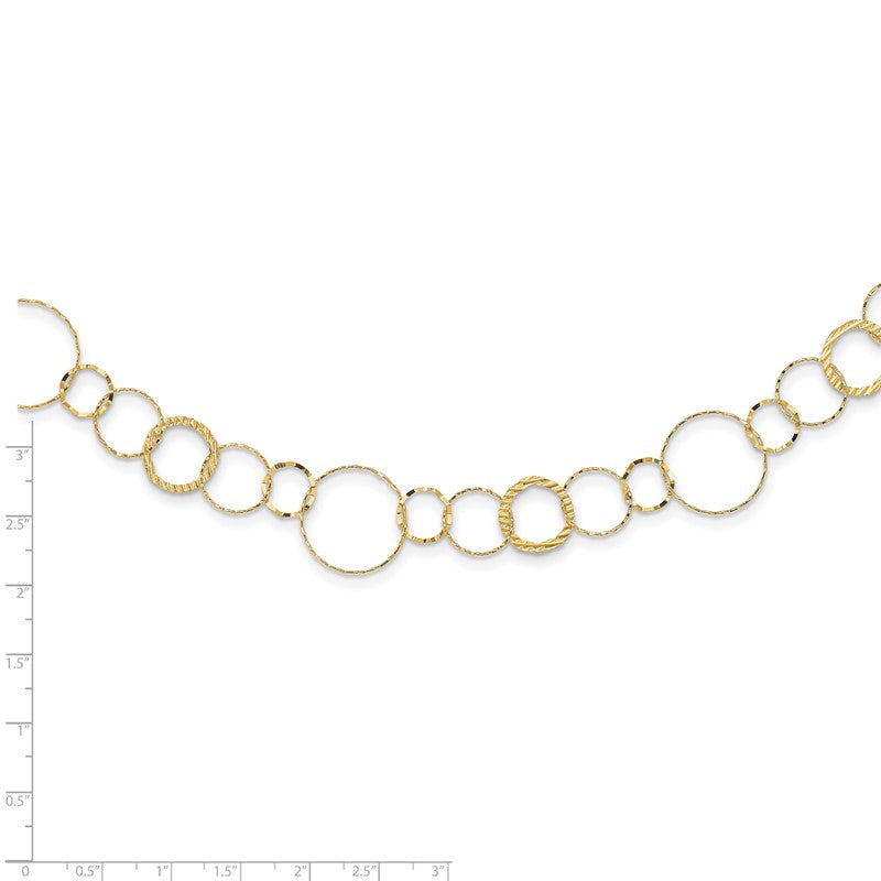 14K Polished Diamond-cut and Textured Circles 18 inch Necklace SF1668