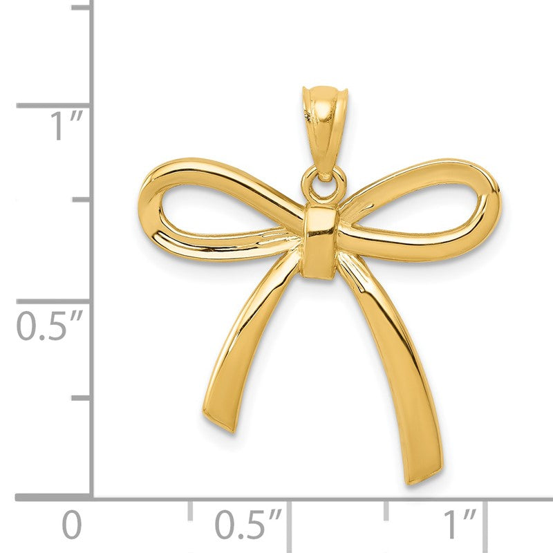 14k Gold Polished Ribbon Bow Pendant K5422