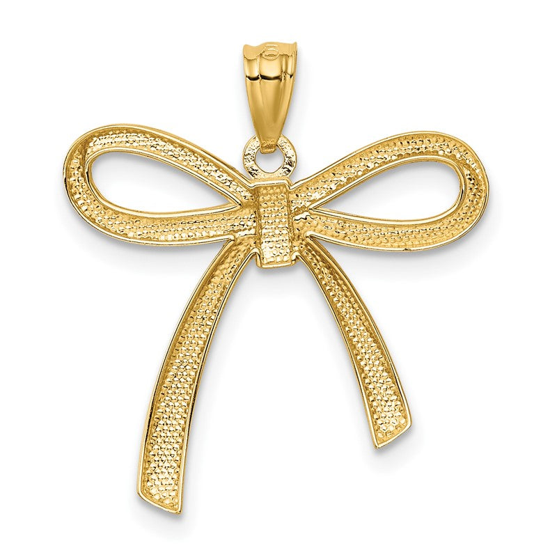 14k Gold Polished Ribbon Bow Pendant K5422