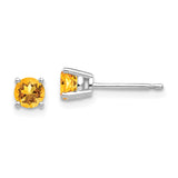14k White Gold 4mm Round Citrine Post Earrings XE71WCI