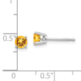 14k White Gold 4mm Round Citrine Post Earrings XE71WCI