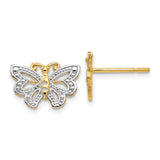 14k and White Rhodium Butterfly Post Earrings TF403