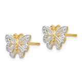 14k and White Rhodium Butterfly Post Earrings TF403