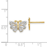 14k and White Rhodium Butterfly Post Earrings TF403