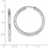 14k White Gold 3.00x35mm Polished Diamond-cut Endless Tube Hoop Earrings TF1007W