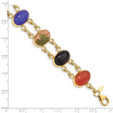 14k 14x10mm BlackOnyx/BlueOnyx/GreenOnyx/Carnelian/Epidote/Rhodonite/TigersEye 7 inch Scarab Bracelet X9