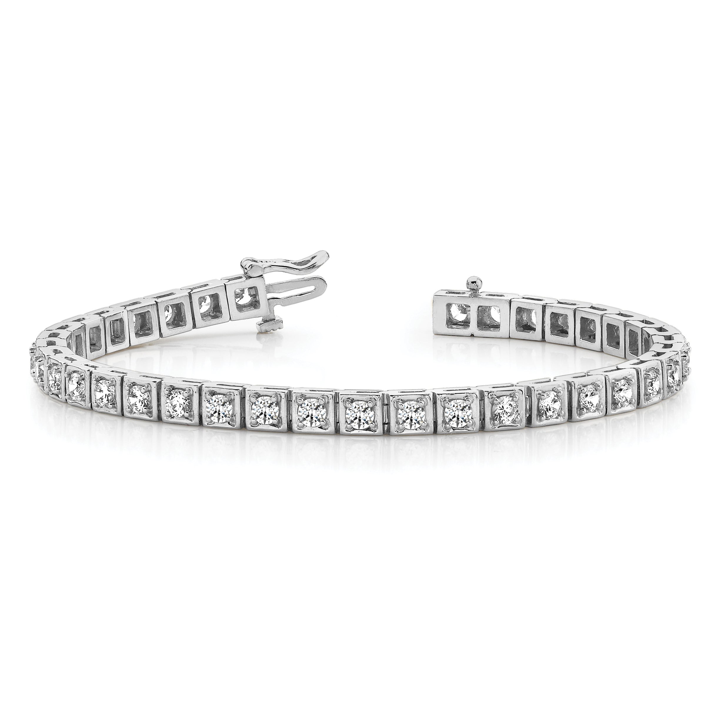 14k White Gold Complete 5.1 carat Round VS Diamond 4-prong 7 inch Tennis Bracelet X2164WVS