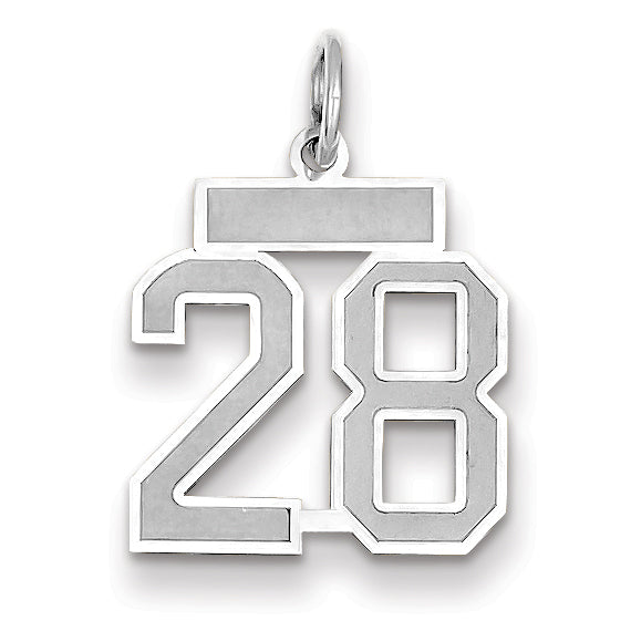 14kw Small Satin Number 28 Charm WSS28