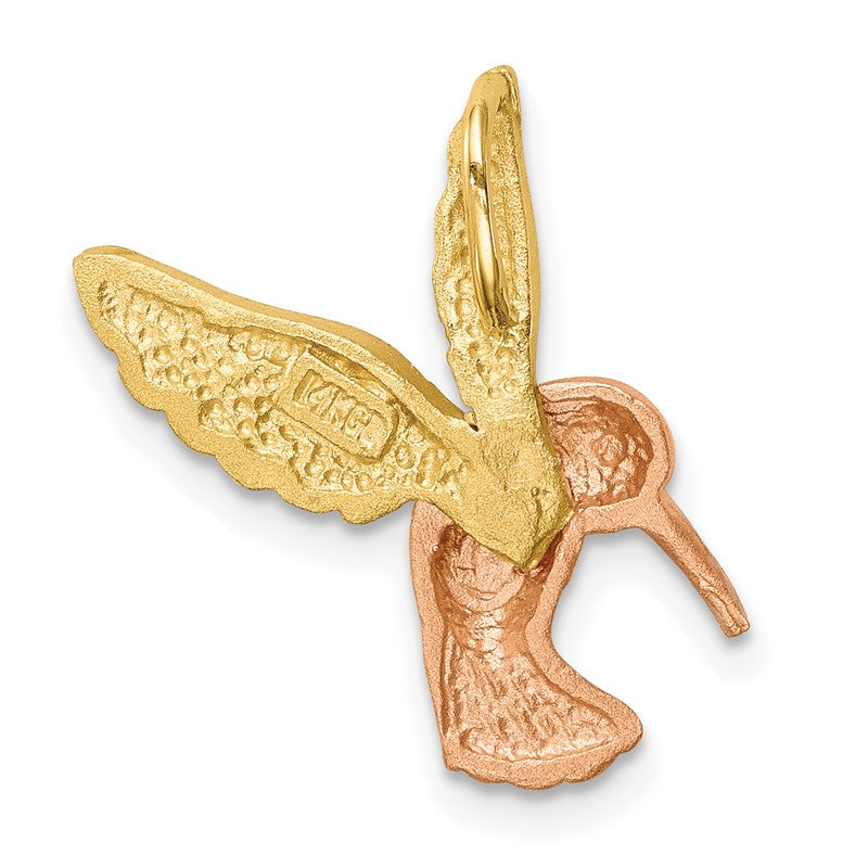 14K Two-tone with White Rhodium Satin Diamond-cut Hummingbird Chain Slide K5996