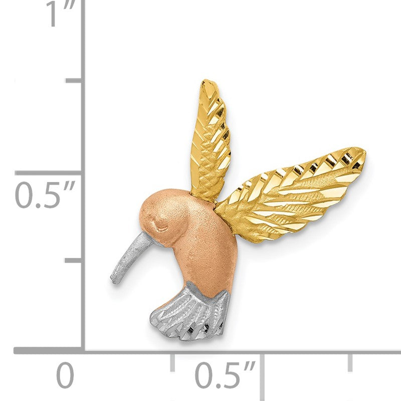 14K Two-tone with White Rhodium Satin Diamond-cut Hummingbird Chain Slide K5996