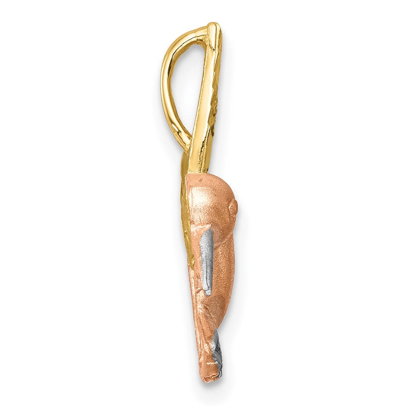 14K Two-tone with White Rhodium Satin Diamond-cut Hummingbird Chain Slide K5996