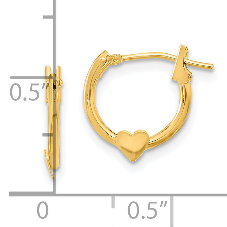 14k Madi K 9mm Heart Hoop Earrings GK254