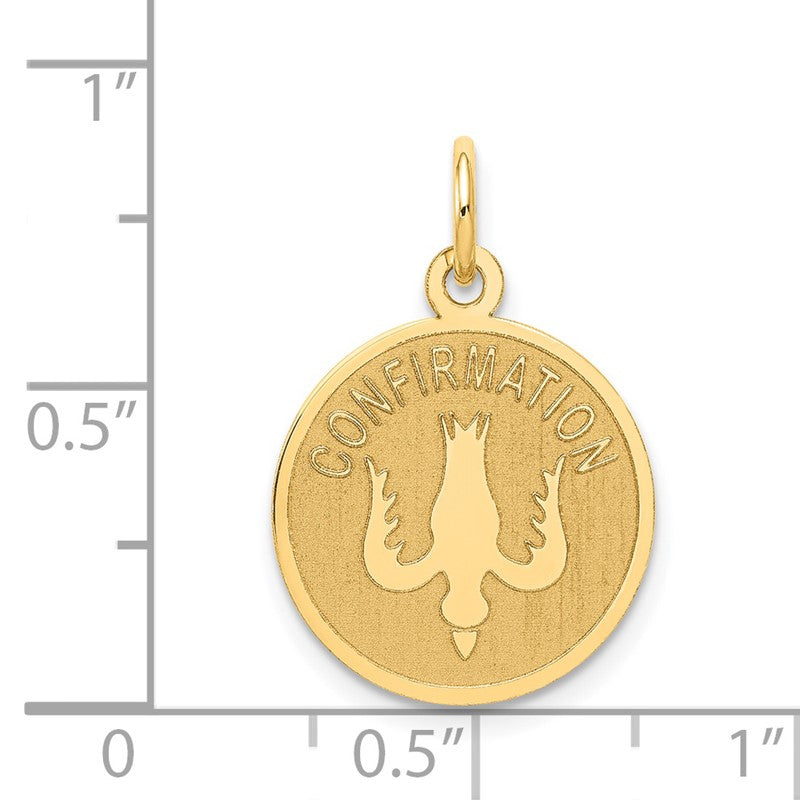 14k Polished CONFIRMATION with Dove Round Charm C1450
