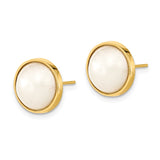 14k 9-10mm White Freshwater Cultured Mabe Pearl Post Earrings XMP96