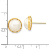 14k 9-10mm White Freshwater Cultured Mabe Pearl Post Earrings XMP96