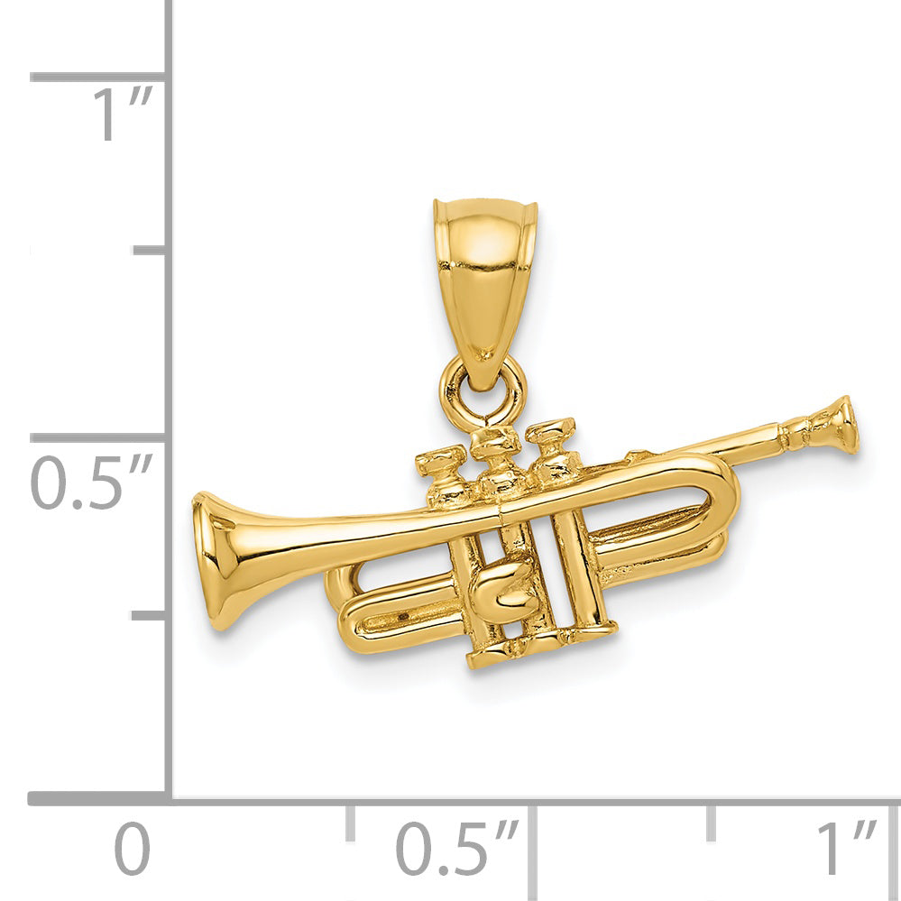 14K 3-D Trumpet Pendant D3438