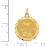 14K HAPPY ANNIVERSARY with Bells 18mm Engravable Disc Charm XAC572