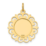 14k Polished and Satin Solid Saint Anne Medal Scalloped Edge Charm XR395