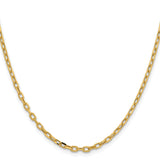 14K Yellow Gold 26 inch 3mm Semi-Solid Diamond-cut Open Link Cable with Lobster Clasp Chain BC189
