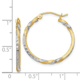 14k & Rhodium Satin Diamond Cut Twisted Hoop Earrings TF744