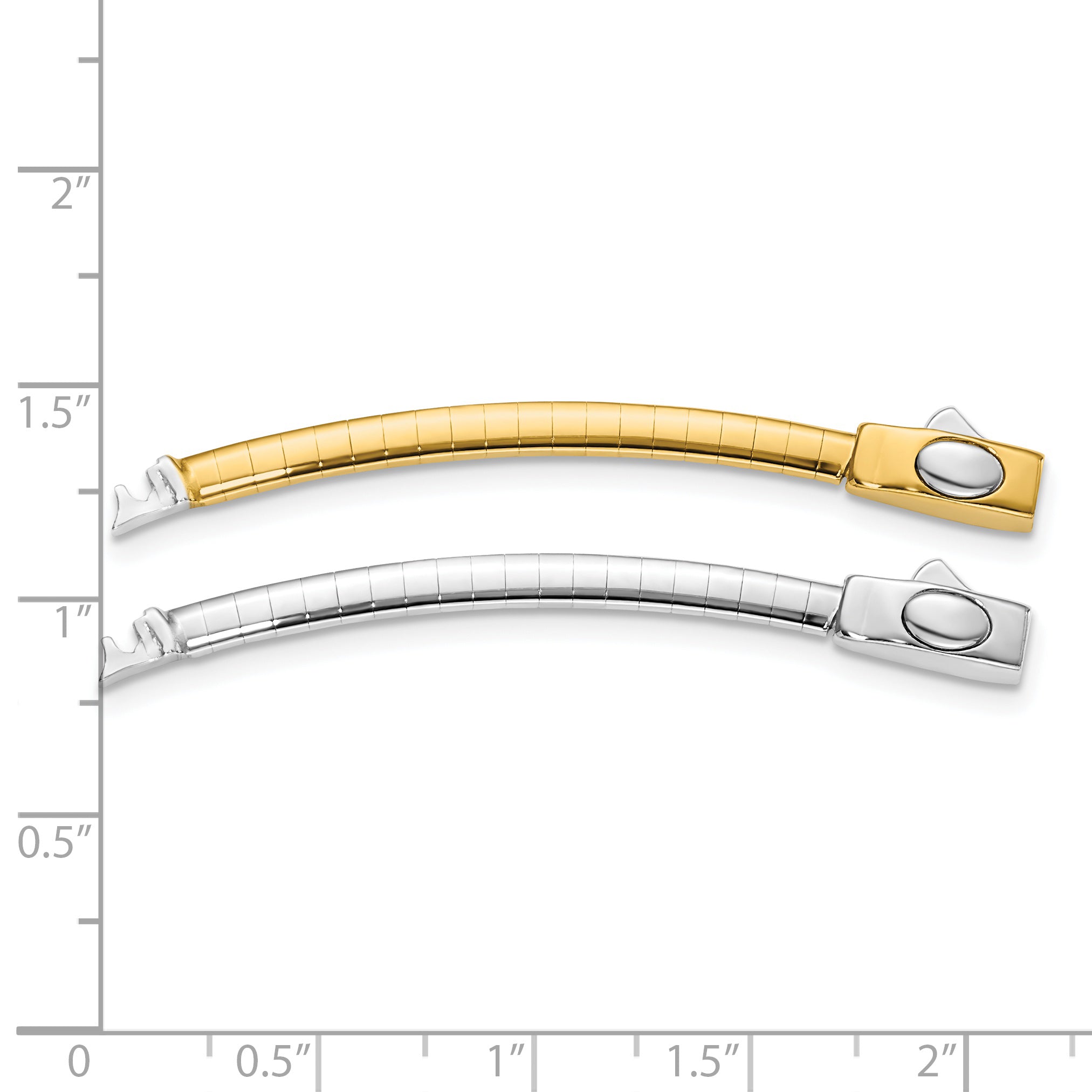 14k Two-tone 3mm White and Yellow Domed Omega 2 inch Extender for Reversible Necklace ROMX3